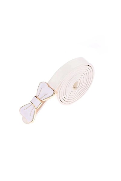 CRM Elegant belt with bow, for women, CRM, adjustable, PU, 100 cm, white