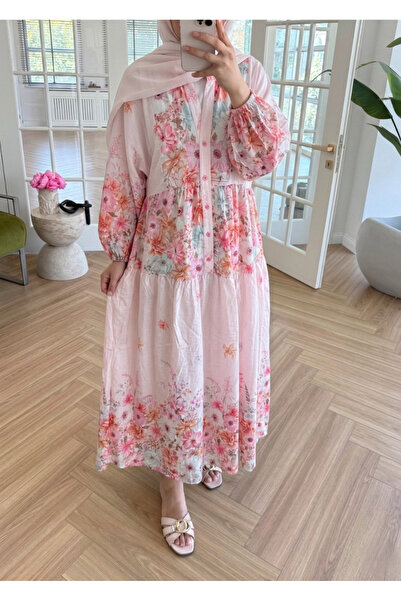 secret of VALORIA Women's Floral Patterned Front Buttoned Long Summer Efil Ef...