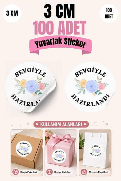 qoeuyl boutique Prepared with Love Printed 3 cm Round 100 Pieces Sticker Pack...