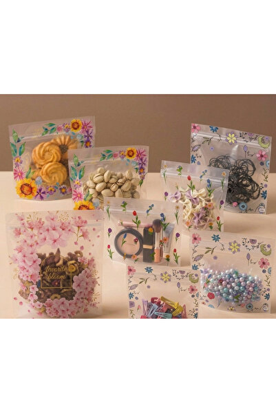 Ark Flower Patterned Transparent Ziplock Bags 20 Pieces