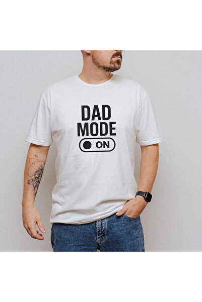Hediyenza Dad Mode on Design Unisex White T-Shirt