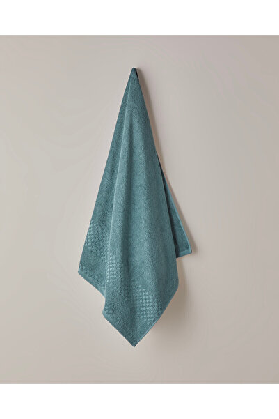 LC Waikiki Nevavm Border Check Cotton Bath Towel 70X140 cm Petrol