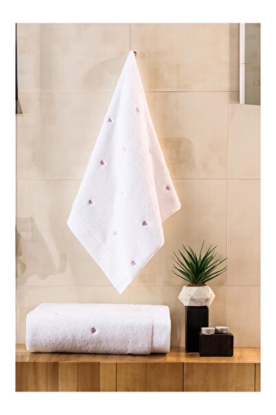 LC Waikiki Nevavm Farkıyla Love Series Embroidered Micro Cotton Bath Towel Se...