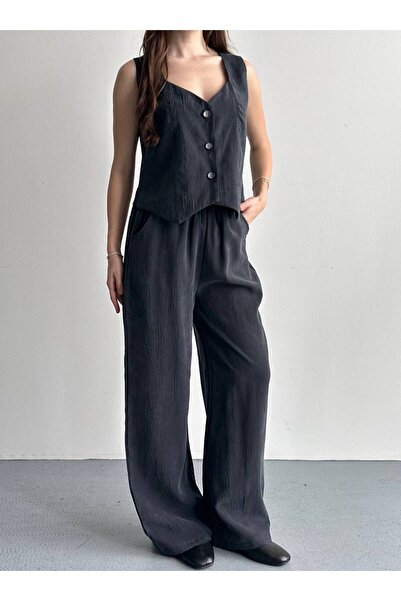 moda rüyası Tencel Fabric Palazzo Women's Trousers with Elastic Waist