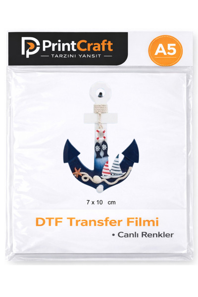PRİNTCRAFT RENKLİ DÜŞLER ATÖLYESİ 7x10 cm Çapa Modeli Ütü ile Yapışan DTF Tra...