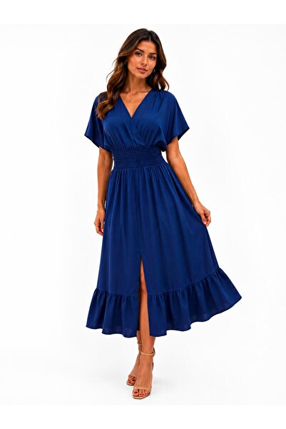 ikomteks Muslin Fabric Navy Blue Dress