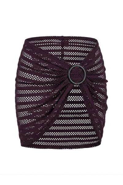 AQUELLA Textured Black Skirt with Buckle