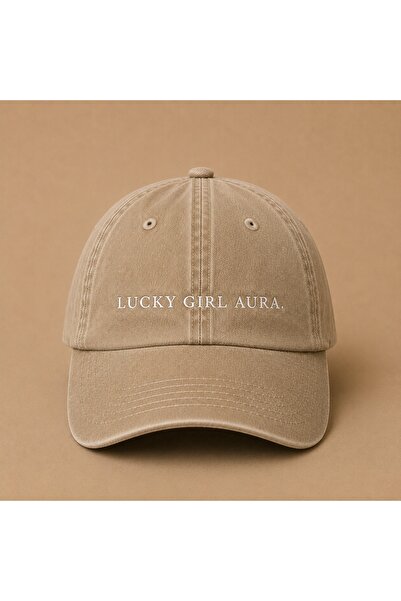 WeavedCo Lucky Girl Aura Embroidered Vintage Washed Cap Hat