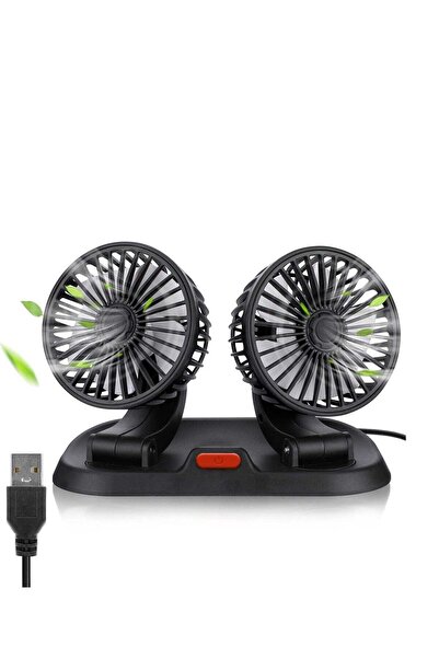 Generic Dual Head Portable Car Fan, USB Electric Fan, 3 Speeds 360 Degree Rot...
