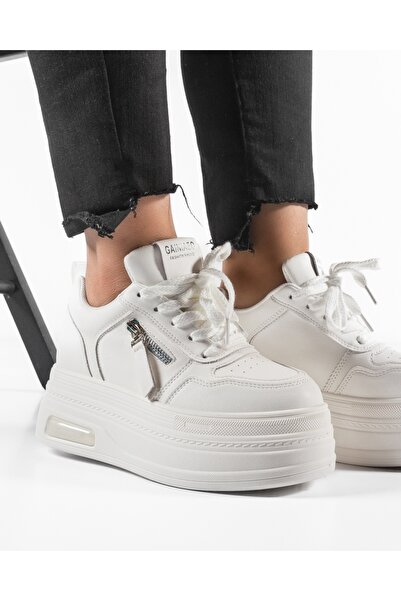 ALOGO Sneakers dama cu platforma Albi din Piele Ecologica
