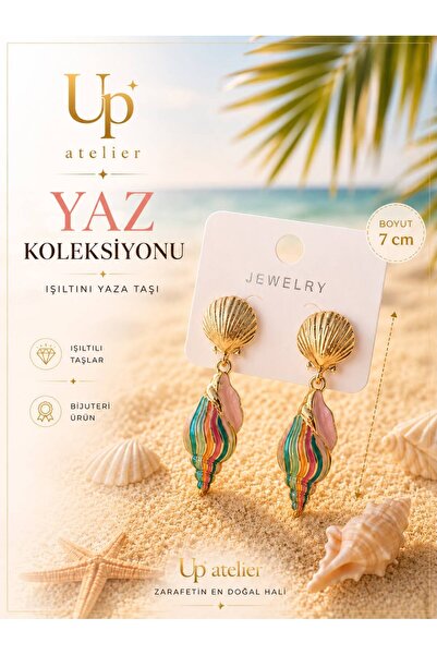 Up Atelier Summer Collection Beach Fashion Colorful Seashell Model Earrings