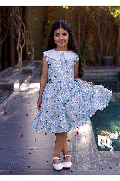 ABAS Girl's Light Blue Floral Dress