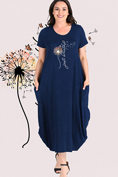 Curvy Trend Plus Size Breathe Printed Wide Waist Short Sleeve Dress