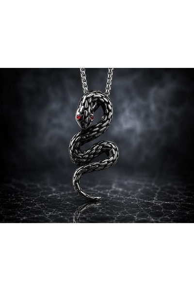 voyageaccessory Stainless Steel Red Zircon Eye Stone Detailed Gothic Style Sn...