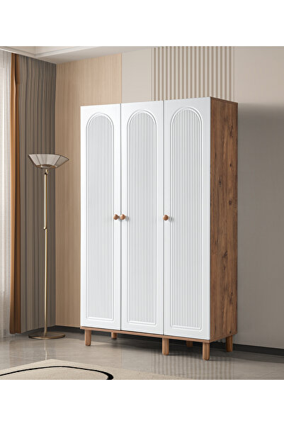 Erz Design Çiğdem 3 Kapaklı Çekmeceli Elbise Dolabı Gardrop 120cm