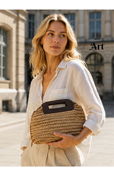 MioArt Hasır Clutch Çanta