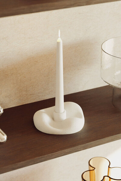 BEIGE Calm Dokulu Şamdan Mumluk