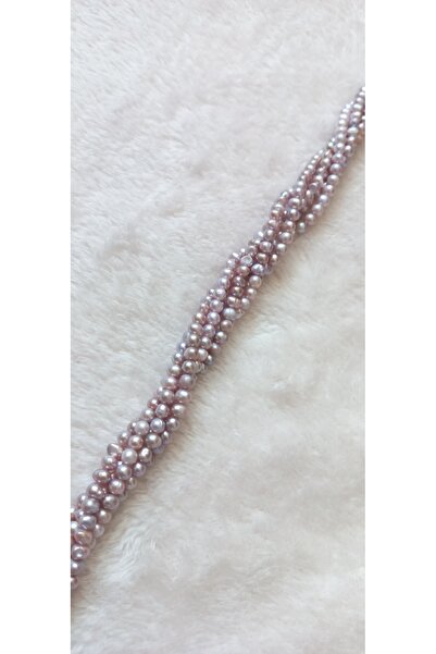 incihanem Pastel Pembe Lavanta Kum İnci Kolye 3-4 MM 5 Dizi 35 cm İnce(KLİPSSİZ)