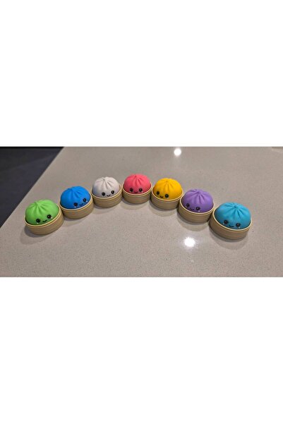 BUNUVER Dumpling Clicker Anahtarlık - Buhar Mantısı Stres Oyuncağı - Kawaii Dumpling Masaüstü Figür ( 1 ADET Sürpriz Renk )