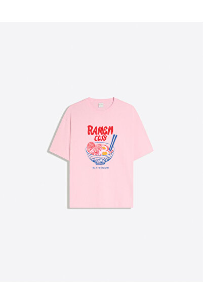 Disante Tricou pentru femei Ramen Printed Crew Neck Oversize Trend