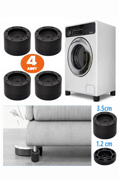 TİNEKE HOME Beyaz Eşya Ayağı Çamaşır Makinesi Mobilya Titreşim Önleyici Kaydırmaz Yükseltici 4 Lü BEYAZ 3.5 Cm
