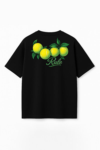 THE RULE Μπλουζάκι Unisex με στάμπα τένις, Oversize, 100% βαμβάκι, με φαρδιά ...