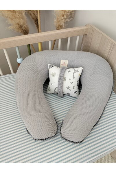 MAMARADUGA Breastfeeding Pillow and Support Cushion Gray Aslan-Safari Waffle ...