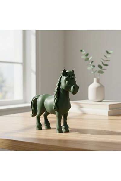 OEM Figurină Cal cu Coamă Împletită, Imprimată 3D, Jucărie și Decor