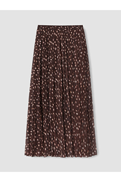 LC Waikiki Nevavm Patterned Chiffon Pleated Skirt with Elastic Waist