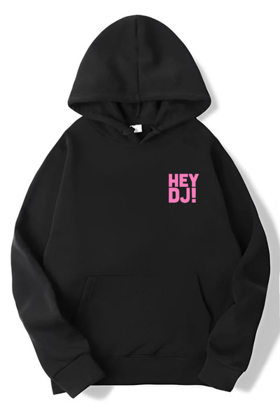 BRZ COLLECTION Unisex Oversize Hey Dj! Hoodie Black