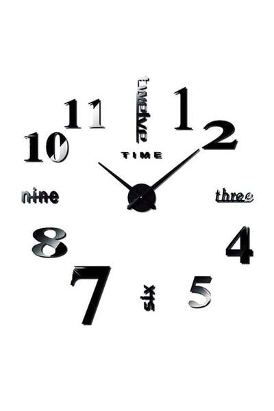 Generic DIY Large 3D Mirror Effect Sticker Digital Wall Clock Black