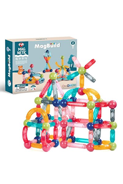 Puzzle Magnetic Rod and Ball Games 37 Pieces Transparent