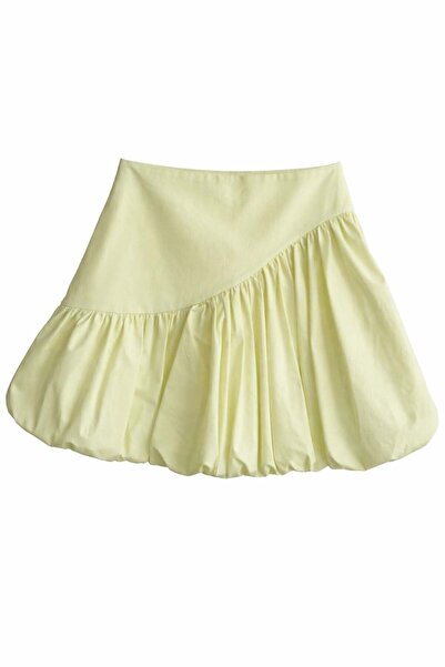Jusenmia Asymmetrical Cut Poplin Balloon Skirt Green
