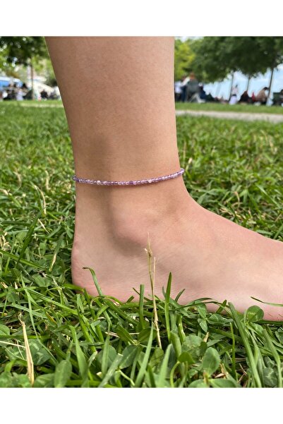 NEMOR STUDIO Ametist Natural Stone Anklet |   3 mm Purple Sparkling Design