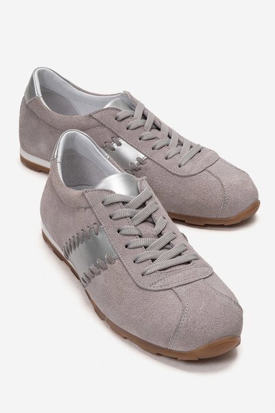 Ataköy Ayakkabı Kadın Hakiki Deri Sneakers Ayakkabı Gri Süet
