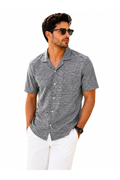 Bravis collection Dar Kalıp Slimfit Kısakol Apaş Yaka Yazlık Erkek Gömlek