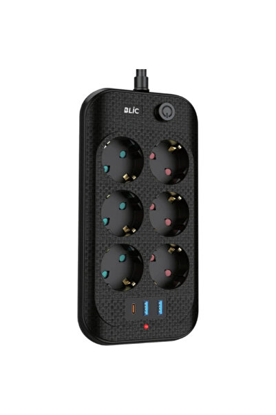 SMRSTORE Thermal Current Protected 6-Outlet Power Strip – 2 USB + 1 Type-C In...