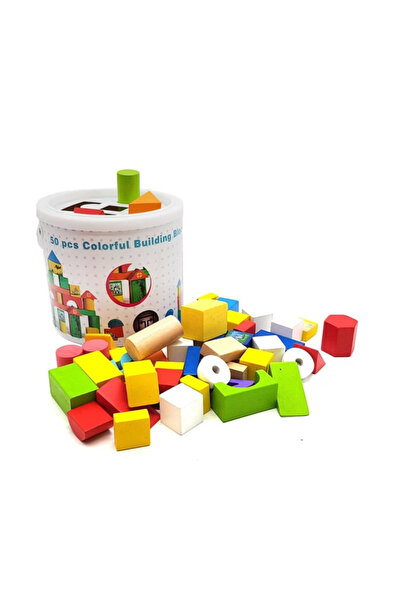 OEM Set 50 Cuburi Constructie, lemn, 3 ani+
