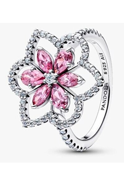 Pandora Inel tip cocktail cu doua flori Zirconiu din Argint 925 - 54
