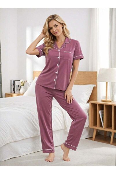 Premium Comfort Pajamas Set for Women Half Sleeves Mauve Purple