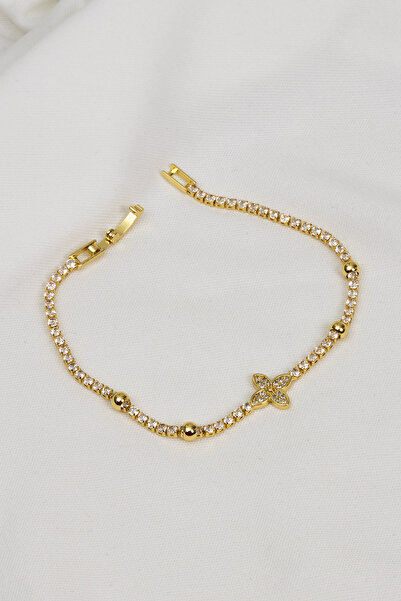 Süspüs Accessories Gold Color Waterway Bracelet with Mini Flower Figure