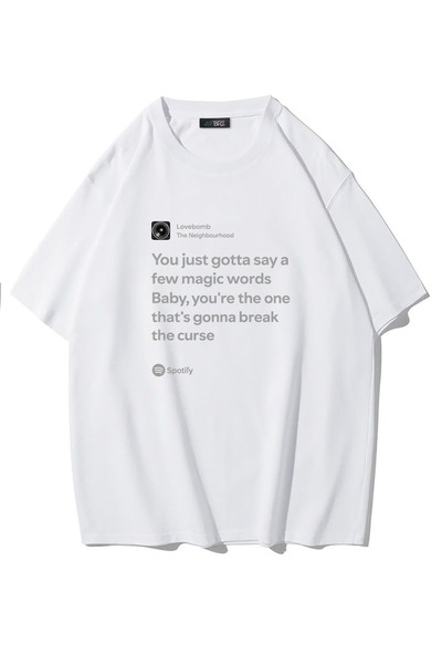 BRZ COLLECTION Unisex Oversize Lovebomb – the Neighbourhood T-Shirt (White)