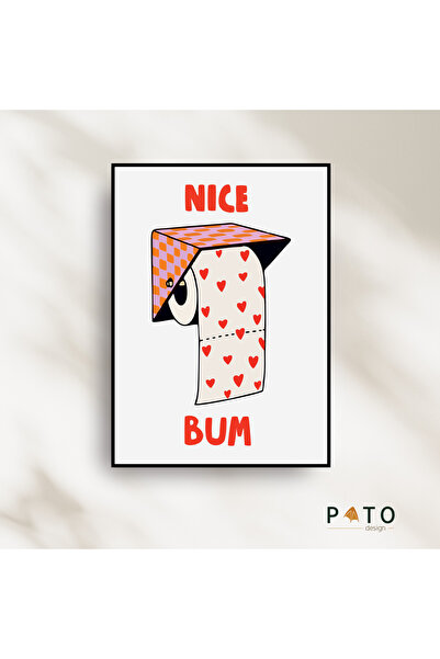 Pato Design 'Nice Bum' Banyo Dekoratif Tablo | Siyah Çerçeveli | MDF & UV Baskı