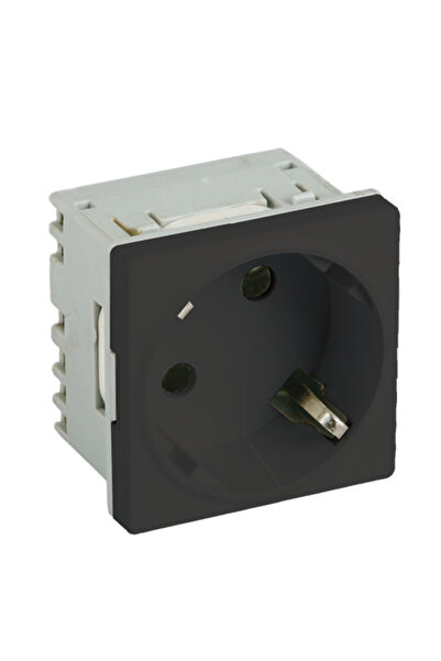 DLX Modular Schuko socket with grounding, black - DLX-245-43
