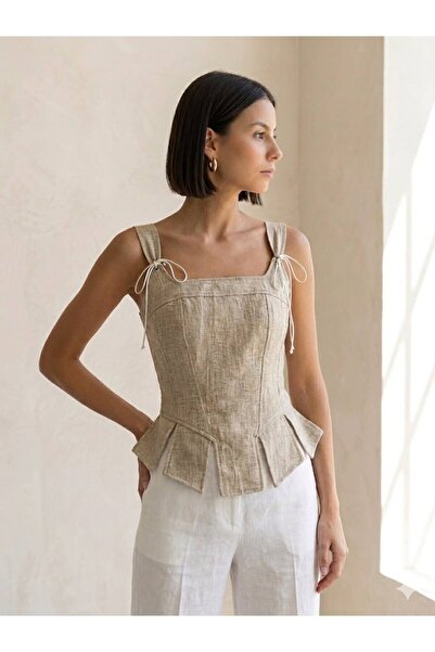 FH BUTİK İp Detaylı Corse Bluz Crop