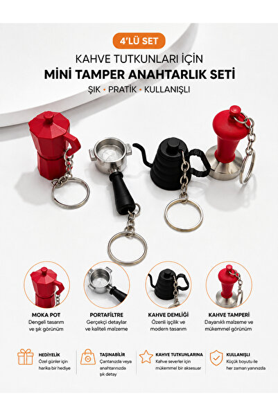 Vador Coffee Roasters Barista Aksesur Anahtarlık Seti 3d 1.Kalite (Portafiltr...