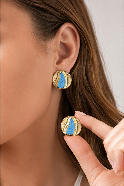 MRK Women's Wavy Enamel Earrings