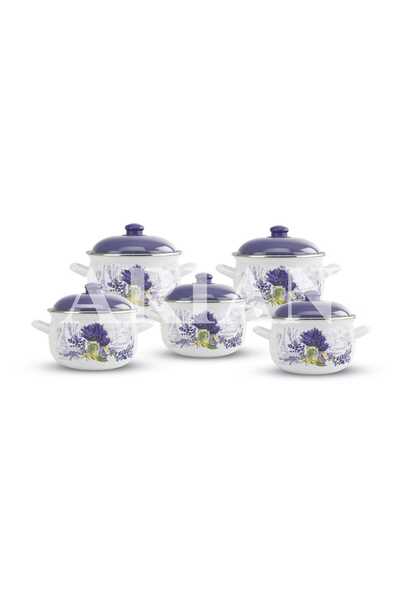 Arian Top Bottom Set of 5 enamel pots with lid Arian, capacity 2L, 2.8L, 3.8L...