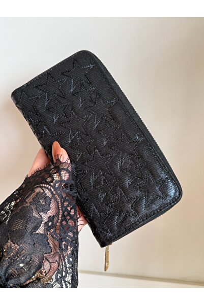 lalettobags Women's Star Stitched Large Size Shiny Wallet