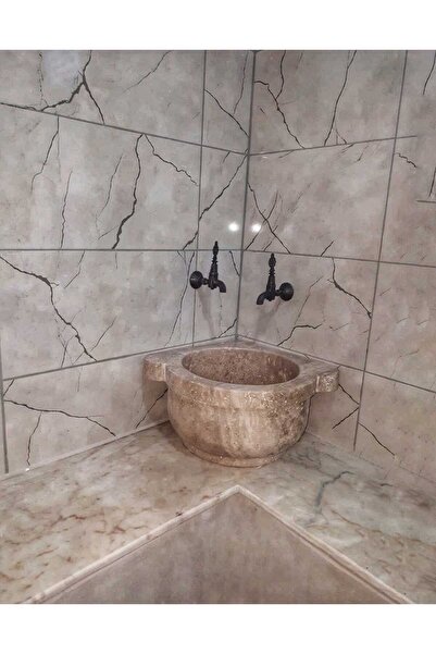 banyodecor Traverten Köşe Düz Mermer Kurna